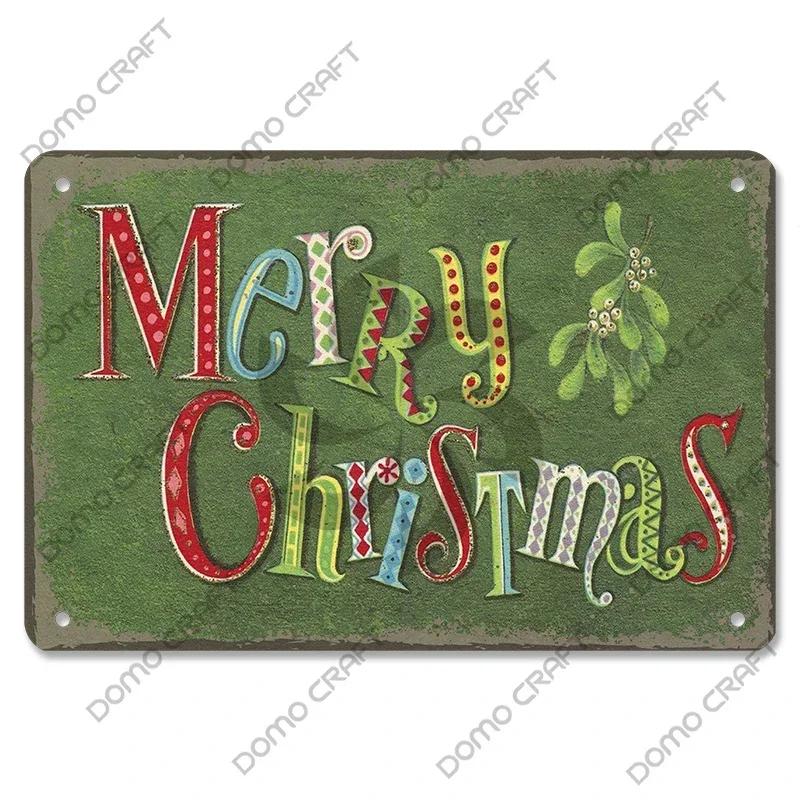 Retro Christmas Decor Vintage Metal Tin Sign with Cake Music Box Christmas Tree for Bakery Candy Shop Home Wall Art