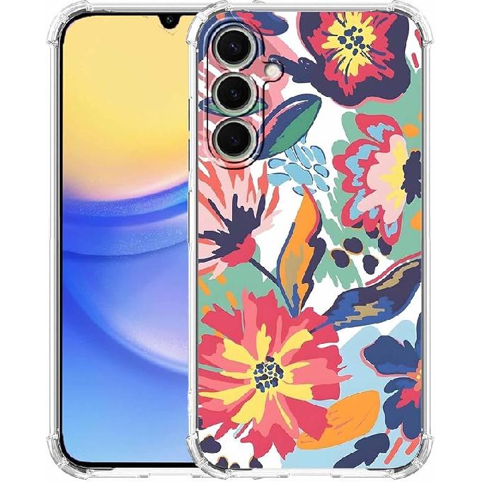 Чехол  Музыкальная лягушка  для Samsung Galaxy A15, Крутой хиппи-чехол с лягушкой-музыкантом для мужчин и женщин, Модный крутой ТПУ-чехол, совместимый с Galaxy A15 Watercolor Flower Paintin