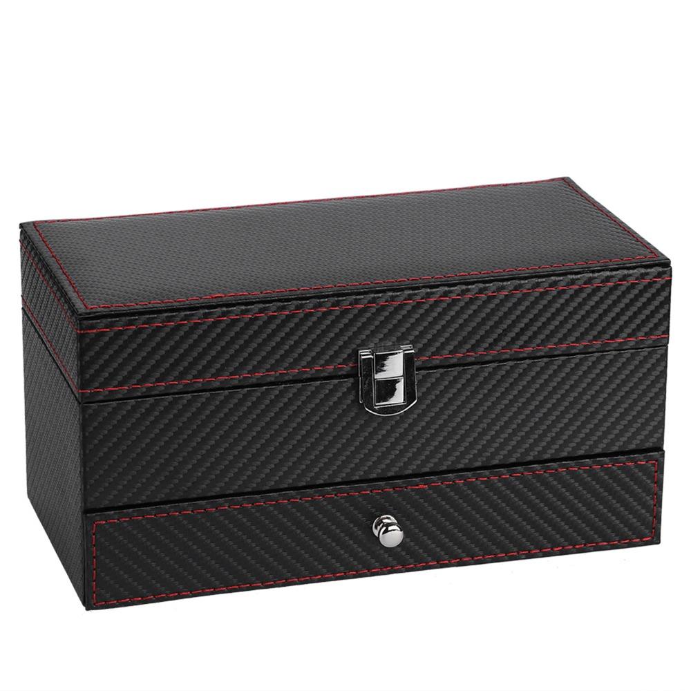 Carbon Fiber PU Jewelry Organizer Box 22.2 * 11 * 11.2cm Bracelet Box  For Women
