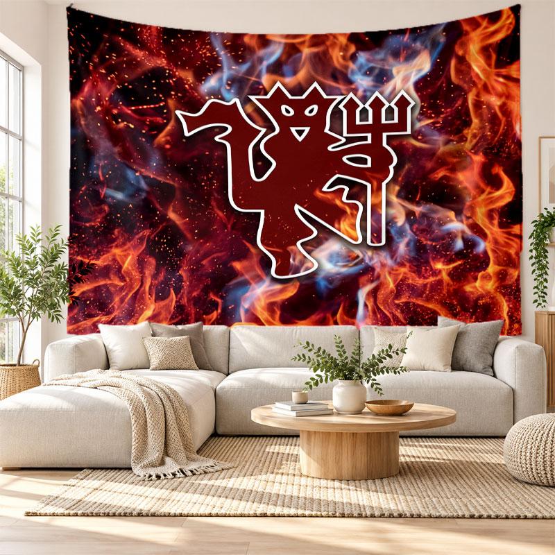 Manchester United FC Wall Tapestry, Soft Fabric Wall Hanging, Decorative Backdrop For Bedroom Home Wall Art