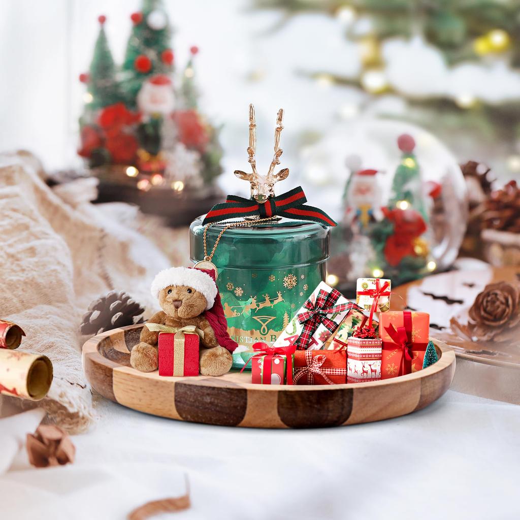 TJ POP Round Acacia Natural Wood Set of cutting tray with lacquer Suitable for direct food Perfect for everyday use and commercial Easy to Tray,