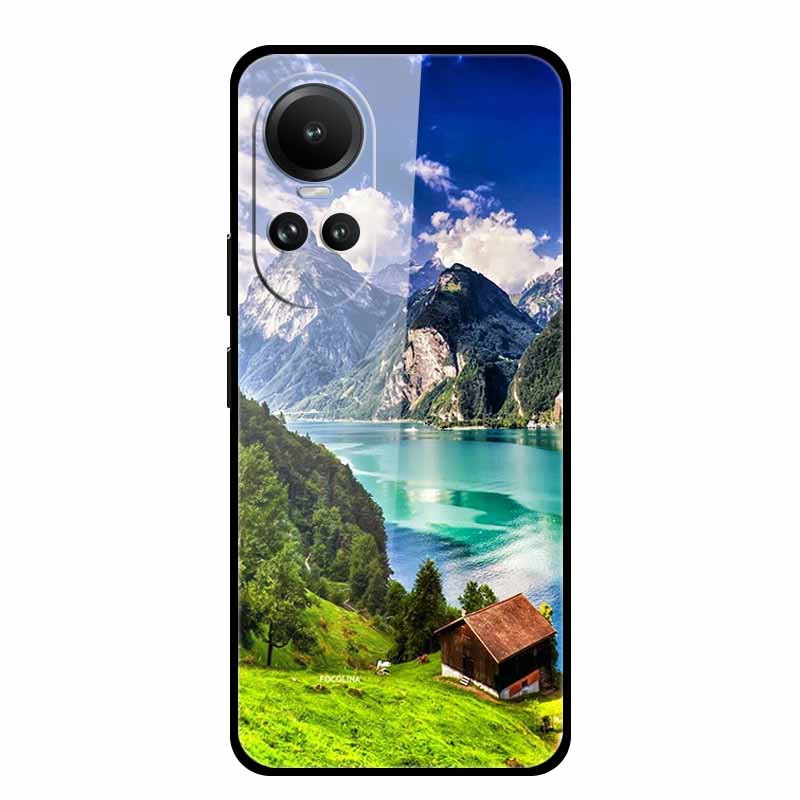Tempered Glass Case For Oppo Reno10 Pro Cover Reno 10 5G Fashion Hard Back Cover for Oppo Reno 10 Pro 5G Reno105G Case Lion Capa