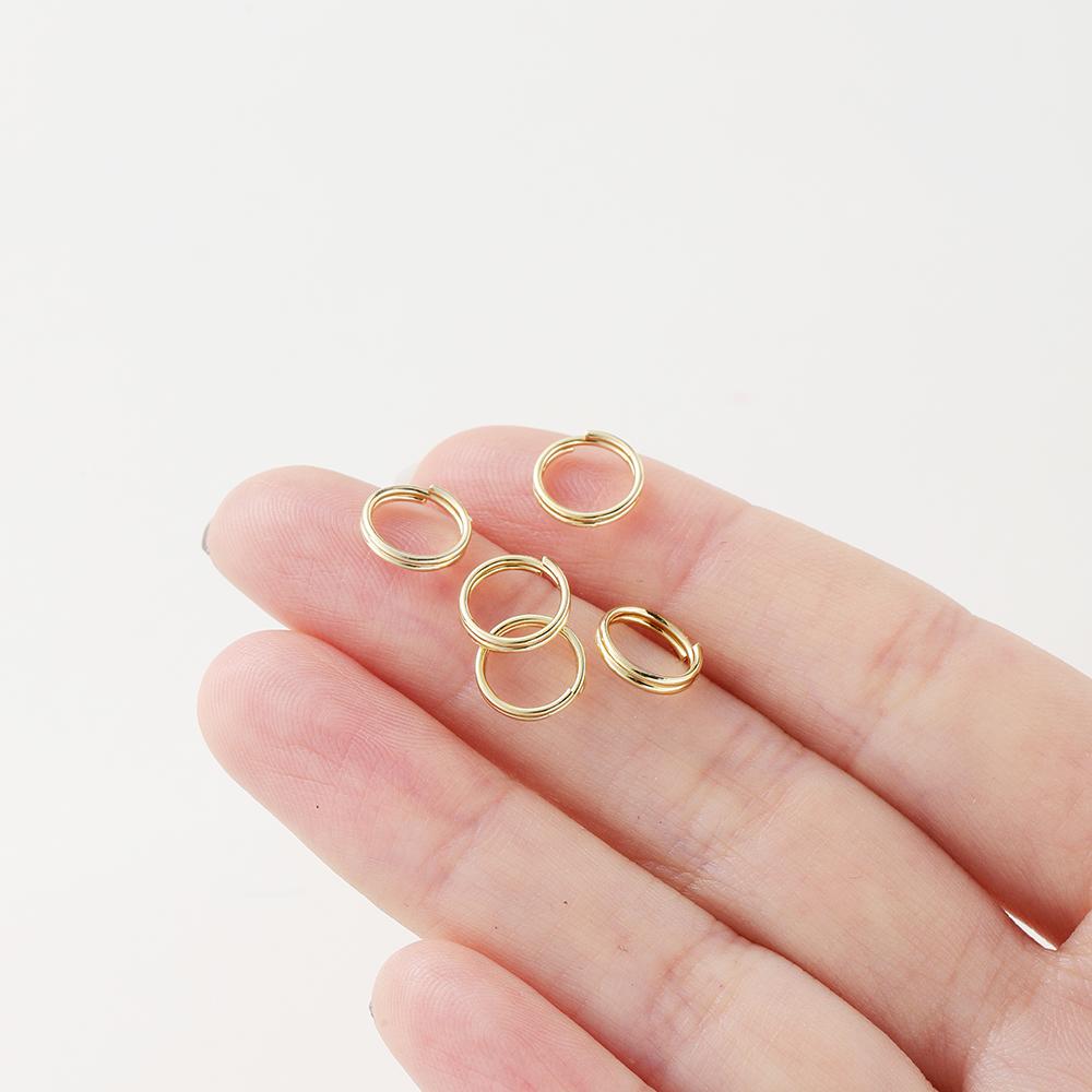 50pcs/lot 4-8mm 14K 18K Gold Plated Brass Double Loops Keyring Jump Rings Split Ring Connectors For DIY Jewelry Making  Findings