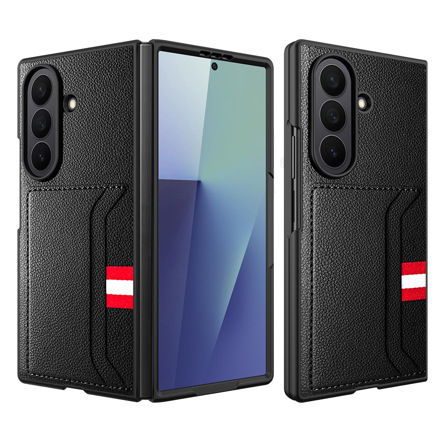 

For Samsung Galaxy Z Fold7 5G Case Litchi Texture PU+PC Phone Cover with Screen Film Black