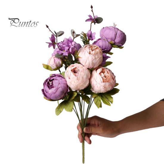 

Яркий букет пионов в европейском стиле, долговечный искусственный цветок пиона с 13 головками, сделай сам, художественное ремесло, свадебное украшение для дома розовый/фиолетовый