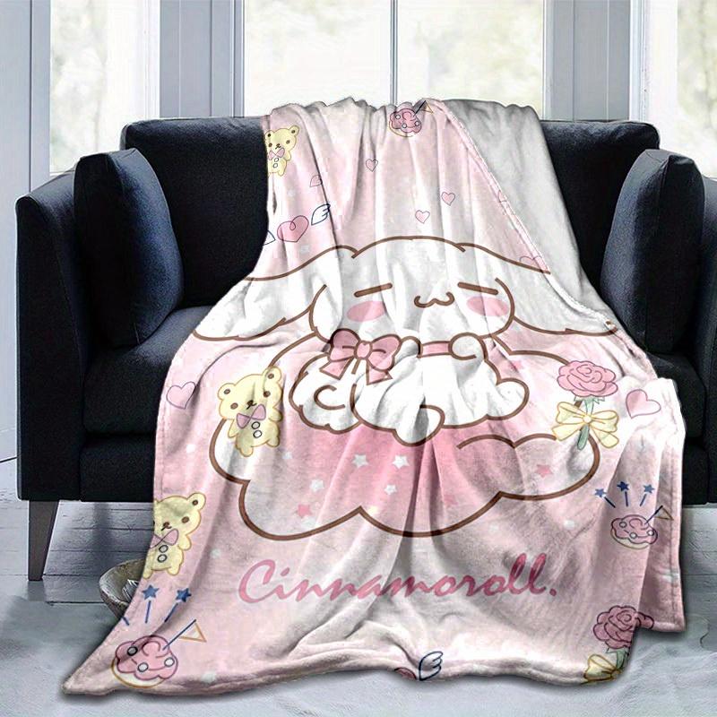 1pc, Sanrio Cute Cinnamoroll Home Decor Flannel Blanket: Perfect Gift for Bedroom, Living Room, Travel, Camping, Car, Beach, Office Naps, Ideal as Sof