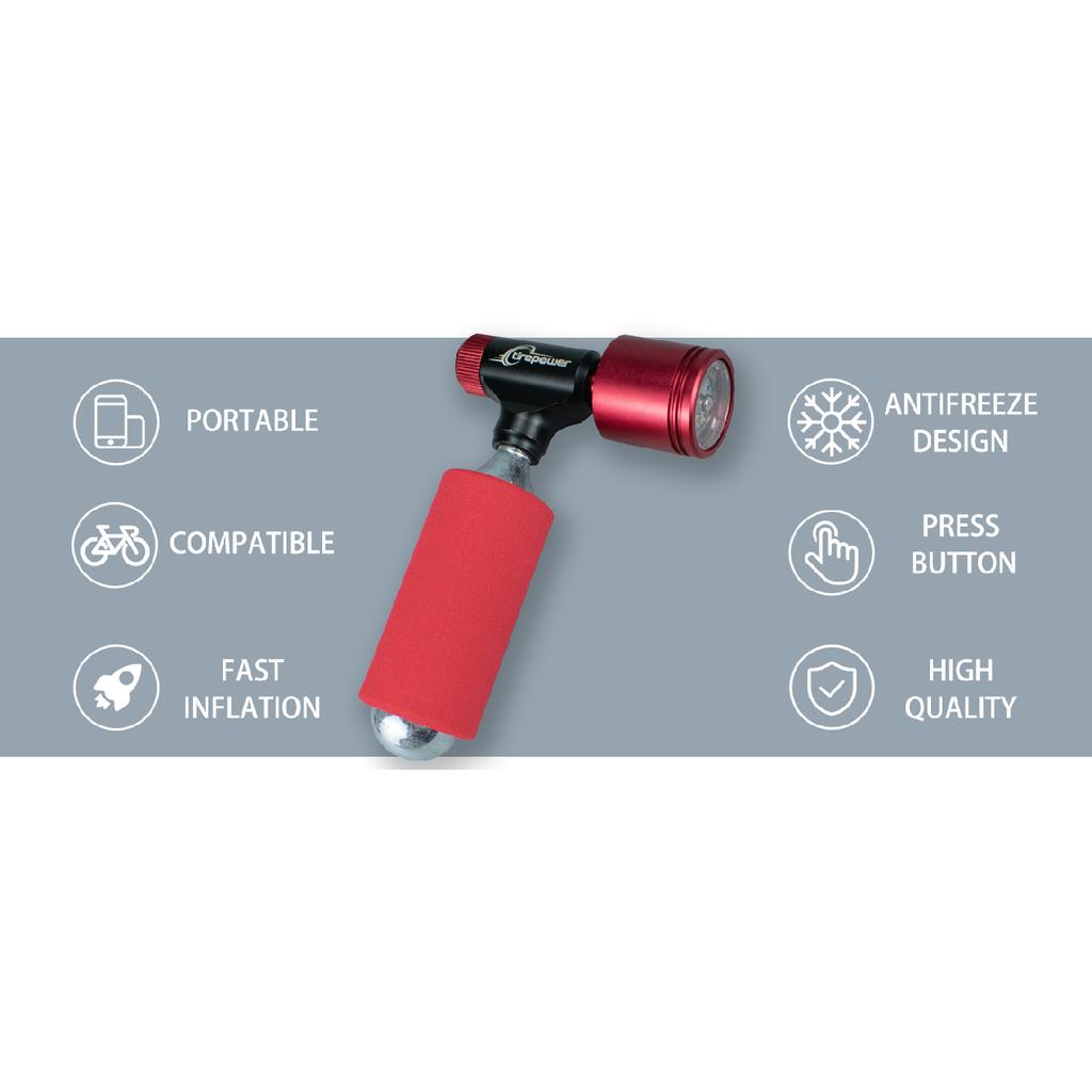 Tirepower Mini Portable CO2 Cartridge Inflator With Clear Pressure Gauge MTB Road Bike Schrader Presta Aluminum Alloy C02 Pump