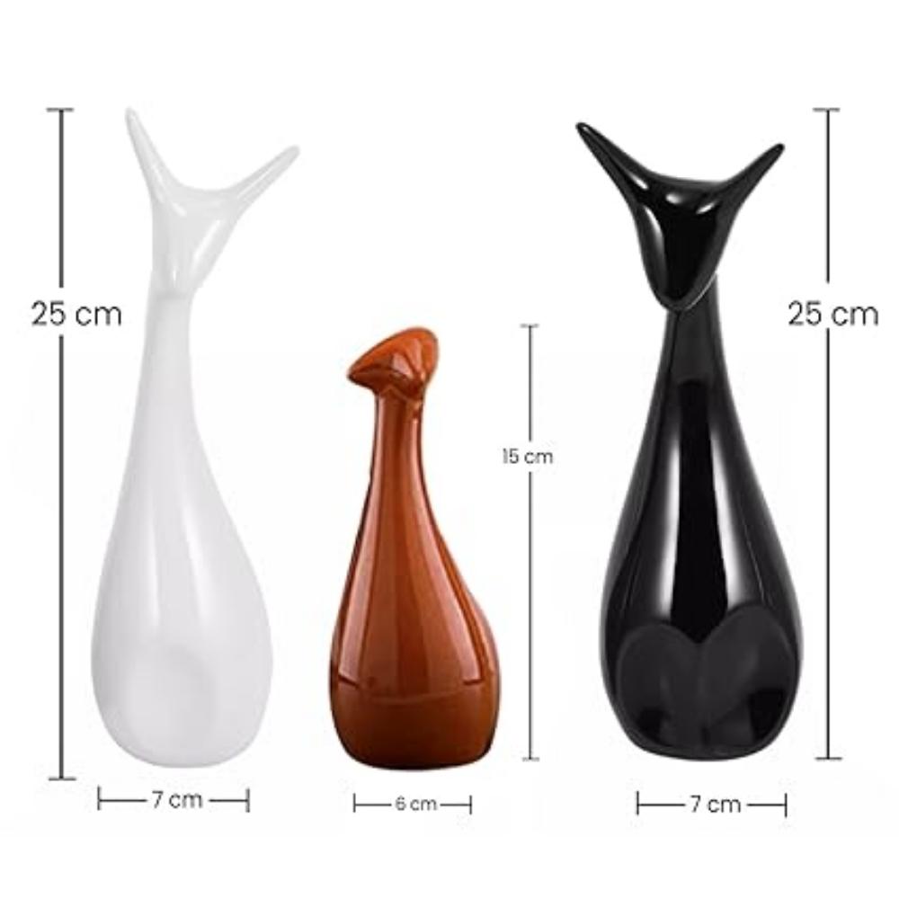 Dekoracja domu Szczęśliwy Jeleń Statuetka Rodzina Fortepian Wykończenie Ceramiczne Figurki - (Zestaw 3, Złoty Zestaw)