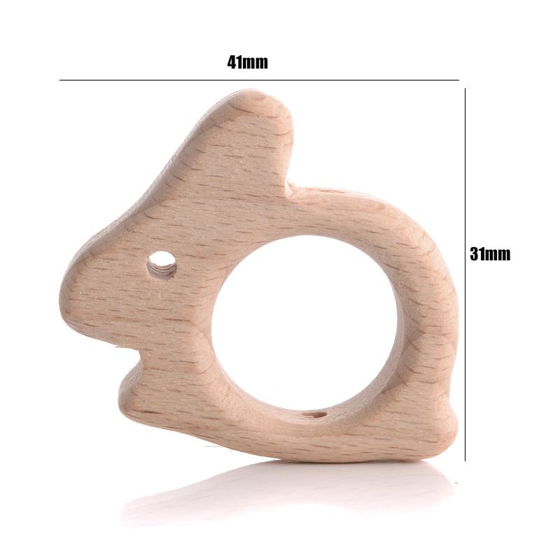 10Pcs Natural Beech Wooden Beads Cat Heart Butterfly Rainbow Cat Teethers Beads for Baby Necklace Pacifier Chain Crafts Jewelry