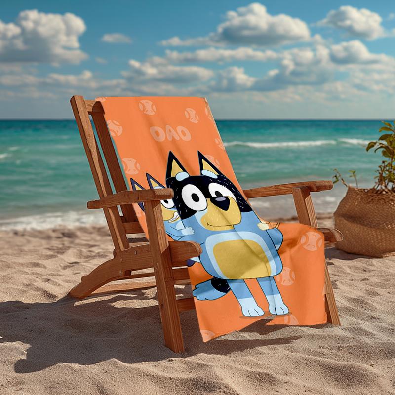 Ultra-Soft Beach Towel with Bluey Theme,Ideal for Pool - Camping, Diving - Perfect Travel Essential, Vibrant Beach Towel.