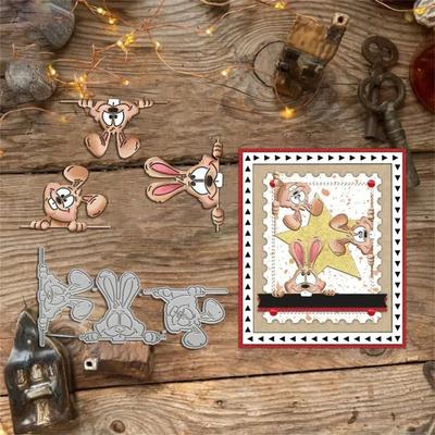 Easter Rabbits Metal Cutting Dies Templates Molds Embossing Stencils Die Cuts for Scrapbooking Cards Making Decorations