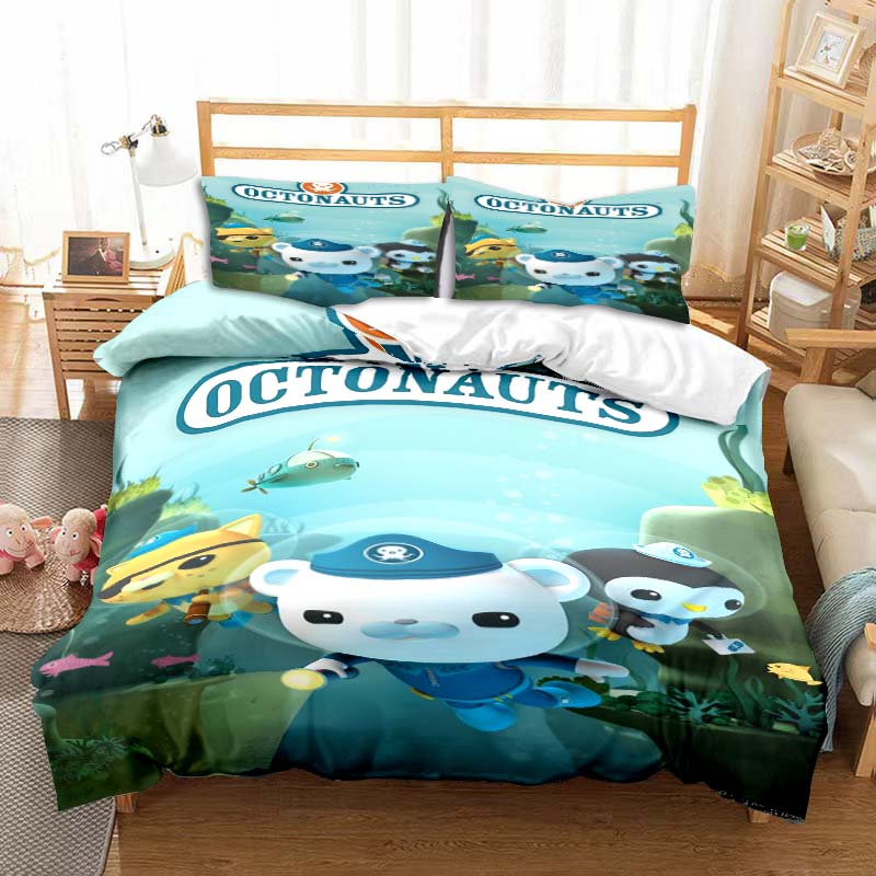 The Octonauts Cartoon Printed Bedding Set Children's Soft Duvet Cover Pillowcase Single Double Bed Queen Size Bedspread Kid Gift