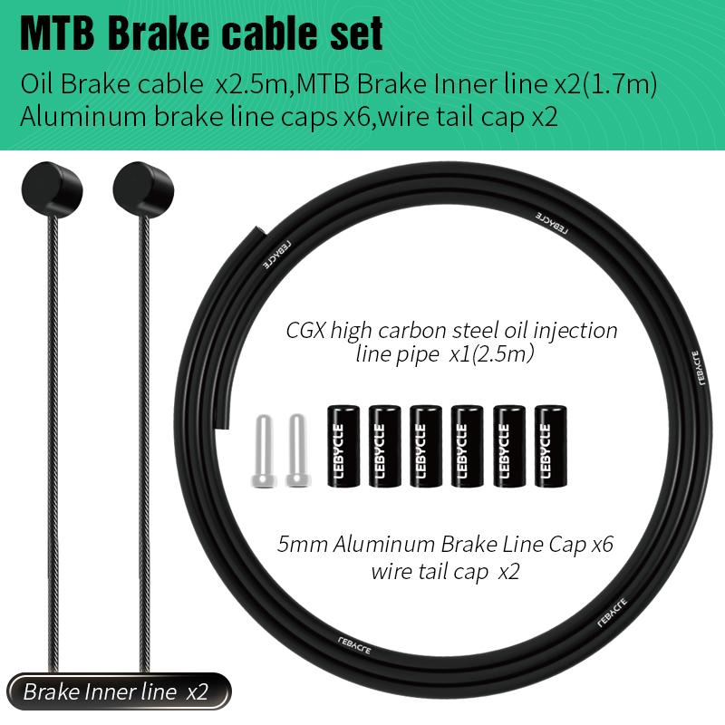 LEBYCLE MTB Road Bike Brake Line 1.7m Derailleur Shift Lnner Wire 1.55/2.1m Brake Hose 2.5m Teflon Coated Bicycle Cable