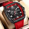 Fashion Red Silicone Watch Men Outdoor Sports Waterproof Men's Quartz Wristwatch Top Brand Luxury Square Quartz Chronograph
