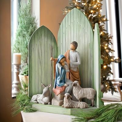 Biblische Figuren Skulpturen Set - Mehrere Charaktere Weiße Harz Statue Sammlung für Thanksgiving Weihnachten Valentinstag Geschenk