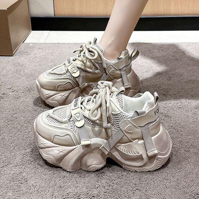 Retro Red Dad Shoes Women's Autumn New Thick-soled Muffin Versatile Height-increasing Sports and Leisure Shoes
