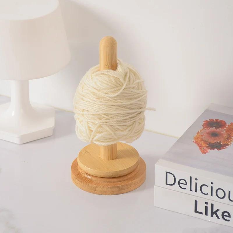 Wooden Yarn Holder Rack Vertical Rotating Weaving Tool Rack Storage Winding Roll Holder Dispenser for Crocheting