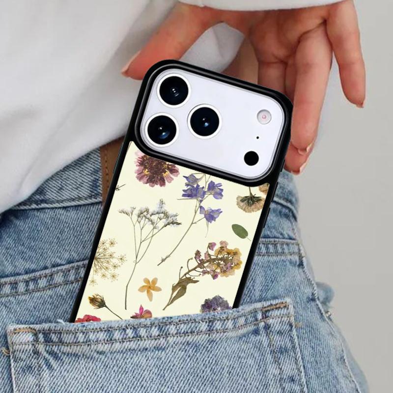 Flowers Pressed Phone Case for iPhone 16e 15 14 13 12 17 Pro Max Plus Air 17pro Cover Coque