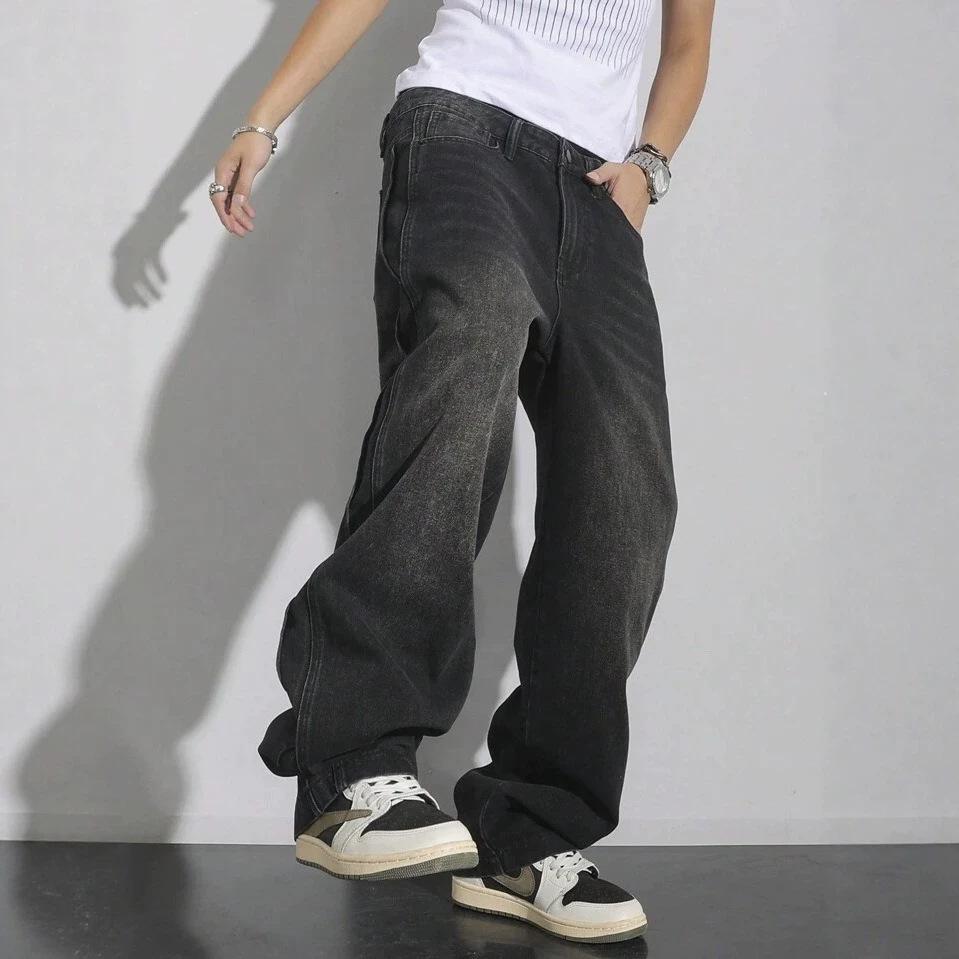 Popular Jeans Men's Clothing American Retro High Street Trendy Men's Pants Loose Straight Jeans Men