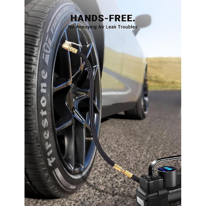 12'' Tire Inflator Extension Hose, Tyre Pump Clip-On Air Chuck Adapter for Quick-Inflation Lock, High-Pressure Tube Quick Connect for Car Motorcycle