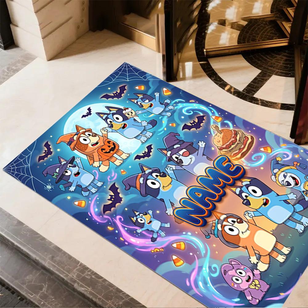 Halloween Costume Parade Customizable Name Floor Rug Office Rug Perfect for Kitchen Entryway Playrooms Study Room Anti-slip Rug Anime Office Decor