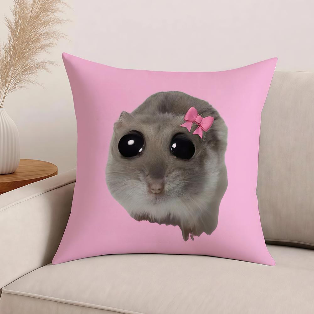 

Sad Hamster meme funny cute kawaii Pillow Case Office Cushions Suitable For Sofa Car Bedroom Decorative Cushion Cover 45cm x 45cm