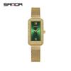 Fashion Sanda Top Brand Trendy Design Rectangle Dial Waterproof Quartz Movement Business Women Analog Wrist Watch