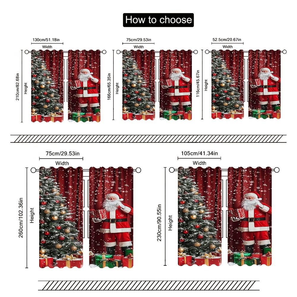 2Pcs Polyester Christmas Santa Claus Printing Window Curtains Birthday Party Decoration Backdrop Drapes for Living Room