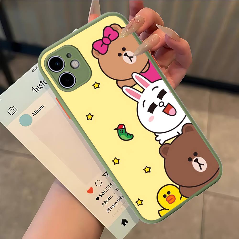 Cartoon Cute C-Cony B-Brown Phone Case For IPhone 11 12 13 14 15 16 Pro Plus X XS MAX Matte Bumper Shockproof Cover