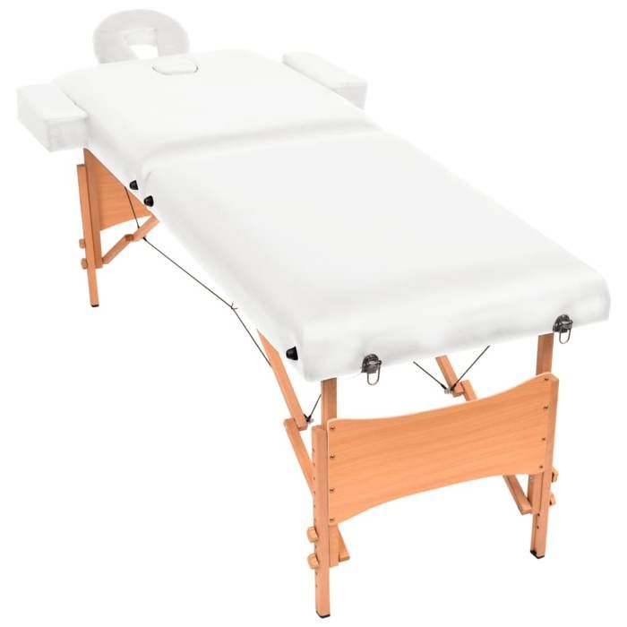 VidaXL 2-Zone Foldable Massage Table 10 Cm Thick White