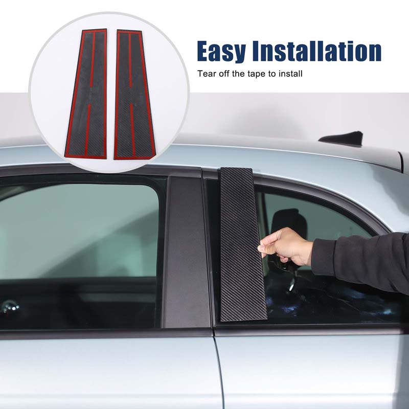 For Fiat 500 2016-2026 Real Carbon Fiber Car Window Center Pillar B-Pillars Cover Trim Sticker Car Accessories