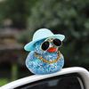 1pc Swimming Ring Little Yellow Duck Design Car Ornament, Car Dashboard Decoration Car Interior Decoration Accessories