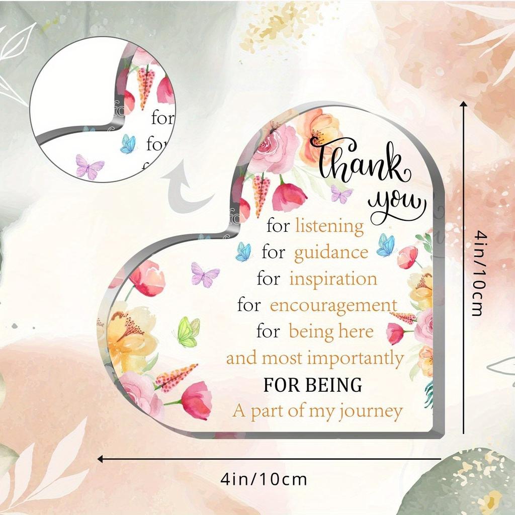 Heart-shaped Acrylic Plaque, Thank You Gift for Teachers, Nurses, Ladies Birthday Gift, Gift for Family, Gift for Friends - Acrylic Desktop Ornament