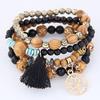 DIEZI Ethnic Tassel Crystal Beads Bracelets for Women Girls Gift Elastic Rope Shell Leaves Charm Wrap Bracelet pulseira feminina