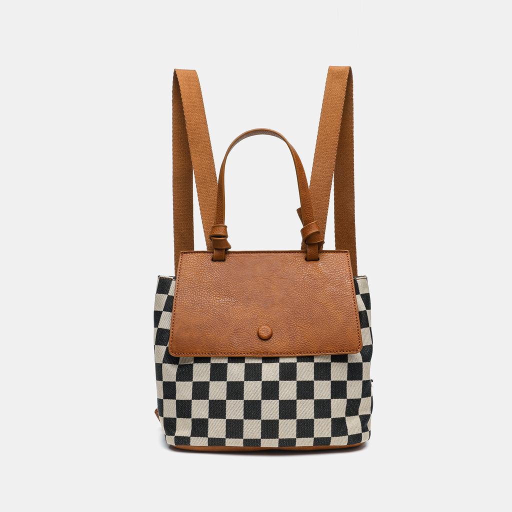 Chessboard Backpack Female Student Large Capacity Leisure Travel Backpack Lightweight Travel Women'S Bag