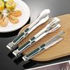 Stainless Steel Food Tongs with Green Handle