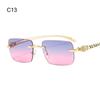 Rimless Leopard Head Decorated Sunglasses Gradient UV Protection Rectangular Sun Glasses Transparent Lens Shades for Women