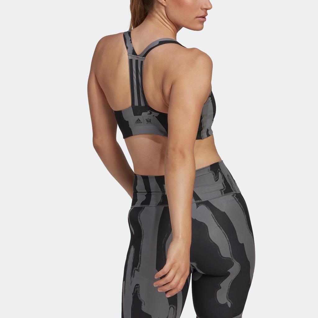 Adidas Thebe Magugu Training Classic Three Stripes Fixed Strap Sports Bra Women Underwear Gray HN7866