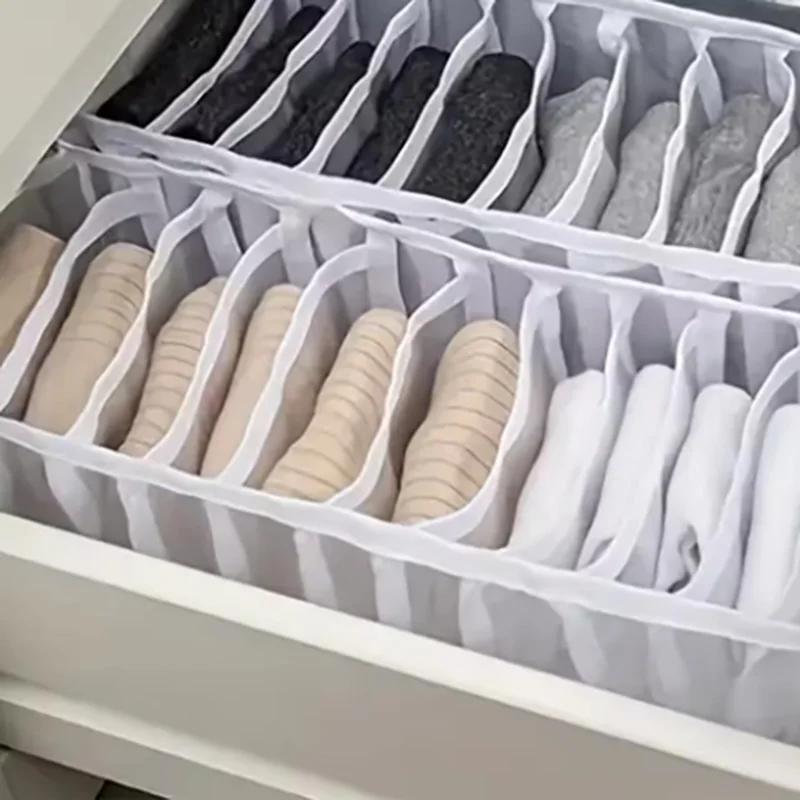1/3 Stück-Faltbarer Unterwäsche Unterwäsche Socken Organizer mit Fächern Kleideraufbewahrungsbox Atmungsaktive Netztasche für Kleiderschrank