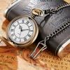 1Pc Antique Steampunk Vintage Roman Numerals Quartz Pocket Watch Multicolor Case Necklace Pendant Clock Chain Men's Women