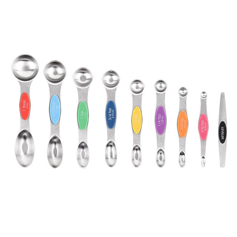 Magnetic Stainless Steel Double-Ended Measuring Spoon Set for Coffee, Baking, and Seasoning