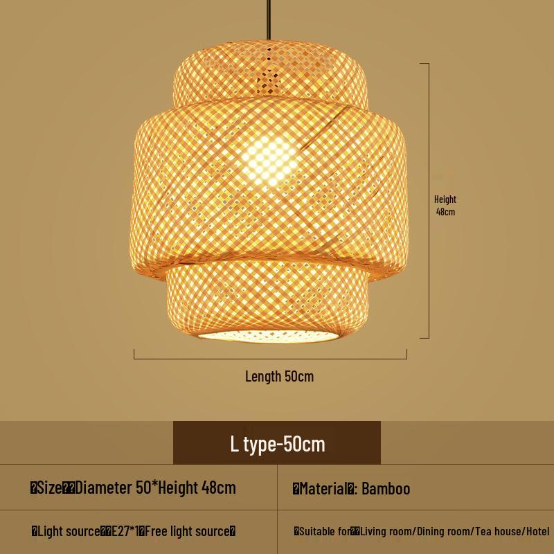 Bamboo Woven Pendant Light - Japanese Lantern for Dining, Restaurant, or Tea Room. Rattan Straw Hat Lampshade with New Chinese Art Design.