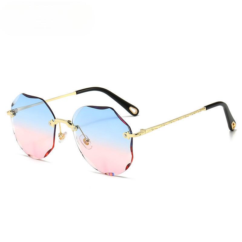 New sunglasses trendy personalized sunglasses fashion frameless sunglasses women's European and American trimmed polygons