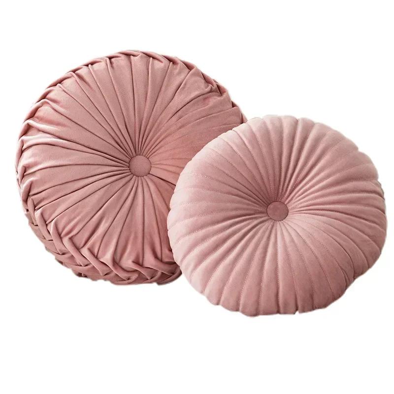 Nordic Ins Pumpkin Pillow Round Pillow Pink Seat Cushion Waist Pillow Living Room Sofa Homestay Decoration Wheels PuTuan