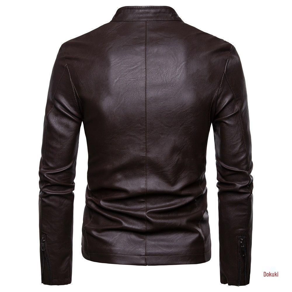 Korean Style Men's Autumn/Winter Leather Stand Collar Jacket - High Quality Fashion Coat