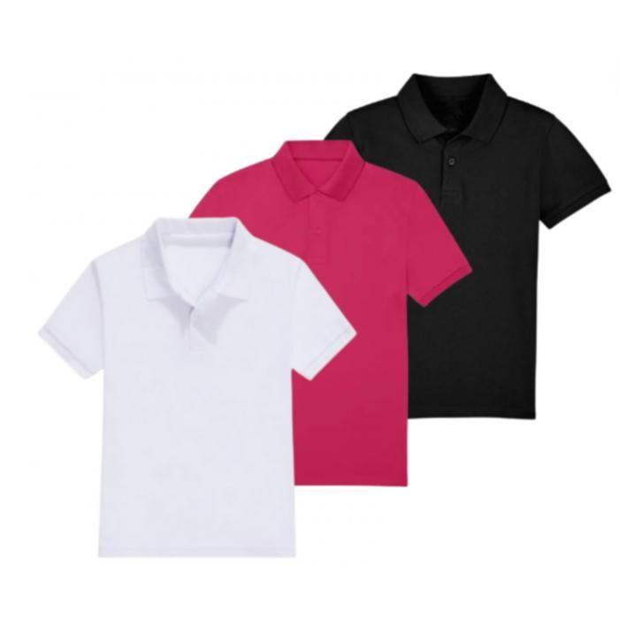Polo enfant manches courtes blanc - fushia - noir ( lot 3 ) - - Blanc
