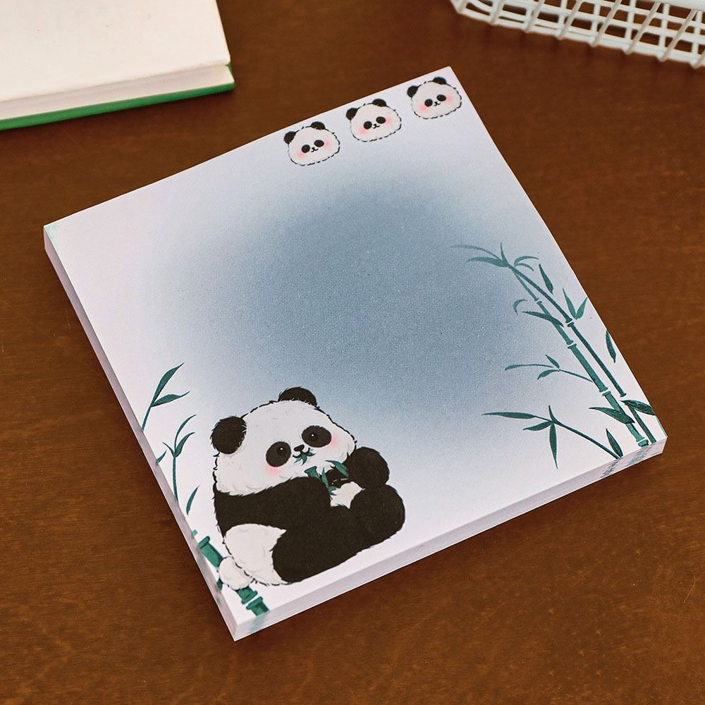 10 pcs Self-adhesive Panda Notepads Smooth Writing Memo Pad Cartoon Sticky Notes Message