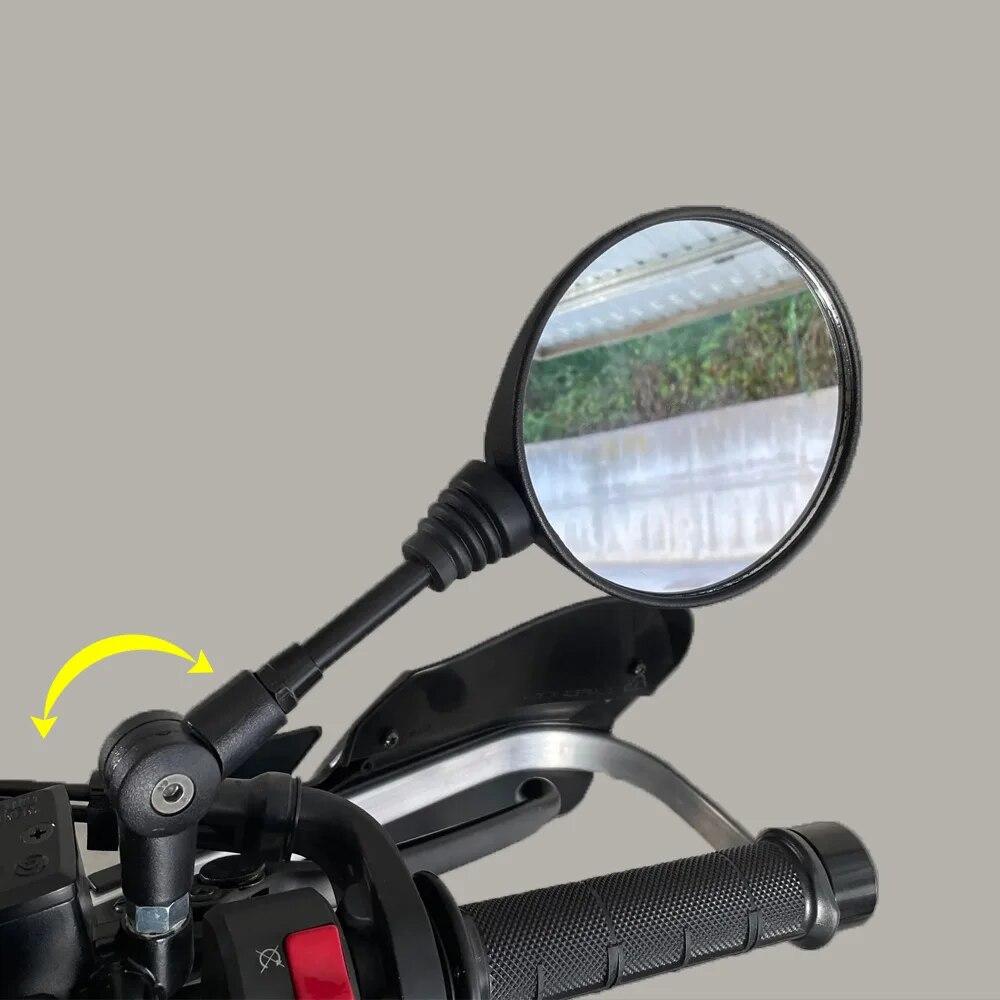 1 pár Motocyklové zrcátko 10mm boční zrcátko Černé hliníkové Univerzální 360° nastavitelná rotace Zpětné zrcátko proti pádu sklopné