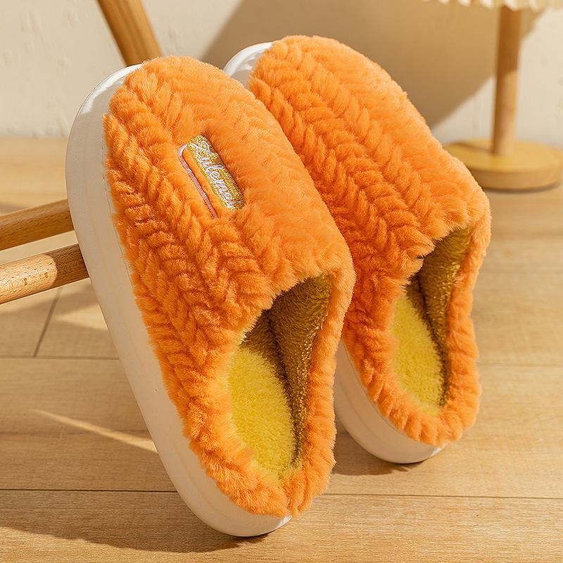 New Cotton Slippers for Women Winter Indoor Home Couple Thick Bottom Warm Home Plush Slippers for Men