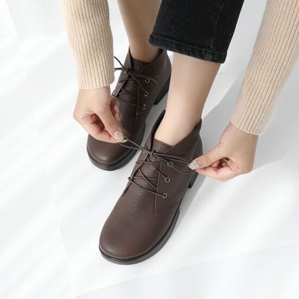 Jisyu Handmade Natural Lambskin Blty Lace Up Ankle Boots